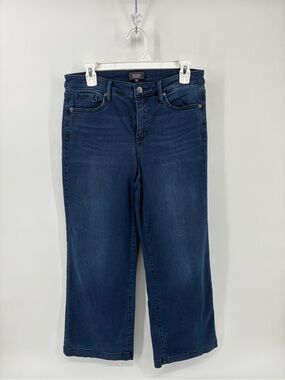 NYDJ Women's Dark Blue High-Rise Wide Leg Jeans